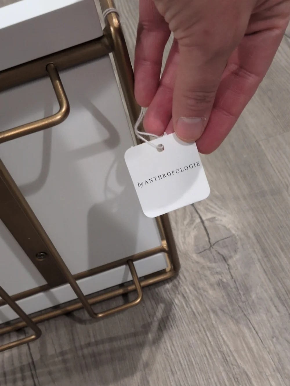 NWT Anthropologie Mayfair Wall-Mounted Wine Glass Shelf White And Gold